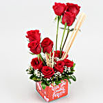 Bunch Of 12 Red Roses In Forever With You Sticker Vase