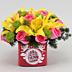 Mixed Flowers In Fall In Love Sticker Vase