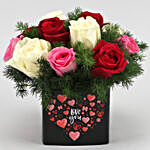 Mixed Roses In Love You Sticker Vase