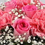 Pink Roses And Carnations In Love You Sticker Vase