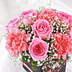 Pink Roses And Carnations In Love You Sticker Vase