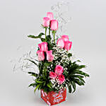 12 Pink Roses In Forever With You Vase