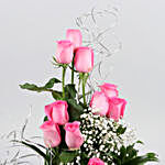 12 Pink Roses In Forever With You Vase