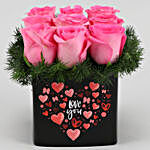 Pink Roses In Love You Sticker Vase