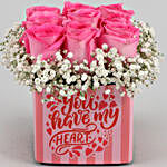 Pink Roses In You Have My Heart Sticker Vase