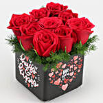 Red Roses In Love You Sticker Vase