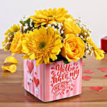 Yellow Roses And Gerberas In You Have My Heart Sticker Vase