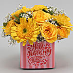 Yellow Roses And Gerberas In You Have My Heart Sticker Vase