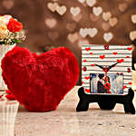 Personalised Couple Photo Cute Valentine Table Clock And Red Heart