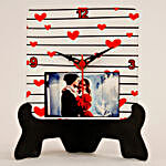 Personalised Couple Photo Cute Valentine Table Clock And Red Heart