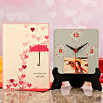 Personalised Couple Photo Valentine Table Clock And Love Umbrella Card