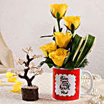 Yellow Roses In Personalised Mug & Wish Tree