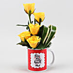 Yellow Roses In Personalised Mug & Wish Tree