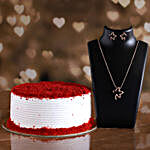 Love Inspired Red Velvet Cake & Pretty Necklace Set