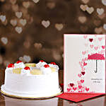 Red Cherry Pineapple Cake & Love Umbrella Card