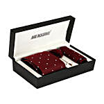 Mensome Dotted Maroon Neck Tie Gift Set & Red Heart
