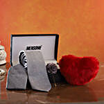 Mensome Silver Neck Tie Gift Set & Red Heart