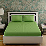 Green 210 TC Cotton Double Bedsheet with 2 Pillow Covers