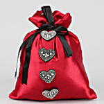 Cherry Red Potli With Earphone & Ferrero Rocher Box