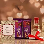 Personalised Message Love Bottle & Cadbury Fruit & Nut