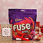 Personalised Message Love Bottle & Cadbury Fuse Treats