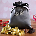 Valentine Assorted Chocolates In Grey Heart Potli