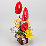Lovely Mixed Flowers In Love You Vase & Necklace Set