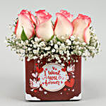 Pastel Roses In Want You Forever Vase & Cute Teddy