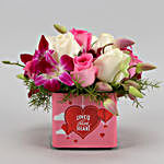 Soothing Roses & Orchids In Love You Vase