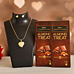 Love Heart Necklace Set & Cadbury Almond Treats