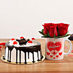 Black Forest Cake & Red Roses Combo