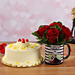 Butterscotch Cake & Beautiful Red Roses Personalised Combo
