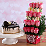 Chocolate Cake & Fall In Love Pink Roses Combo