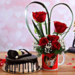 Chocolate Cake & Red Roses Personalised Combo