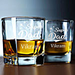 Personalised Super Dad Whiskey Glass Set of 2