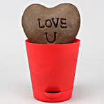 Love U Heart Plant In Red Vase