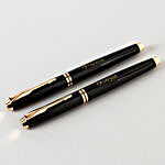 Personalised Classic Black Roller Pen Set of 2
