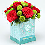 Roses Daisies In Elegant Box Cute Teddy