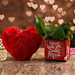 Money Plant In Forever With You Vase & Red Heart