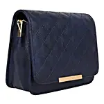 Vivinkaa Leatherette Quilt Embroidered Sling Bag- Navy