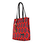 Ethnic Faux Leather Cotton Mini Red Tote Bag