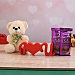 Plush Teddy With Love U Table Top & Cadbury Silk