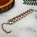 Kundan Marsala Stone & Pearl Bracelet