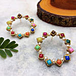 Pearl & Resin Multicolored Hoop Earrings