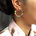 Pearl & Resin Multicolored Hoop Earrings