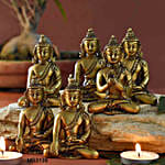 Solid Brass Buddha With Kundal- Set Of 6