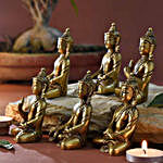 Solid Brass Buddha With Kundal- Set Of 6