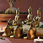 Solid Brass Buddha With Kundal- Set Of 6