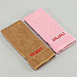 Personalised Brown And Pink Cotton Hand Towels