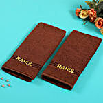 Personalised Brown Cotton Hand Towel Pack Of 2